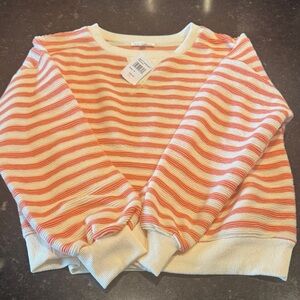 Striped Orange and Cream crewneck women’s size small